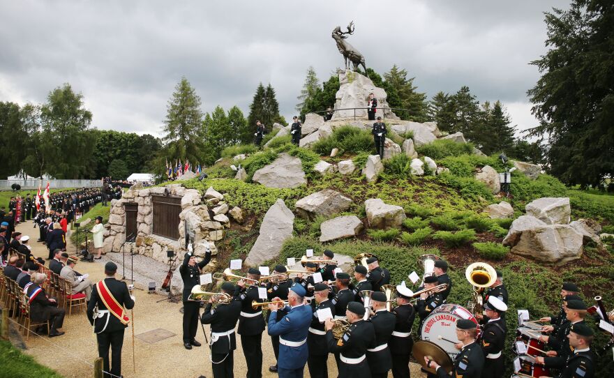 A Ceremony of Remembrance, part of the Commemoration of the Centenary of the Battle of the Somme at the Commonwealth War Graves Commission Thiepval Memorial in Thiepval, where 70,000 British and Commonwealth soldiers with no known graves are commemorated.