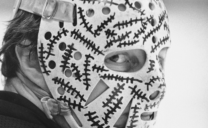 Gerry Cheevers, who won two Stanley Cups with the Bruins and later was inducted to the Hockey Hall of Fame, sports his iconic mask during a 1978 practice. He'd draw new sets of stitches on that white bit of headgear every time he took a shot to the face. The way he saw it, he would have had to get those stitches for real if he hadn't been wearing that mask.