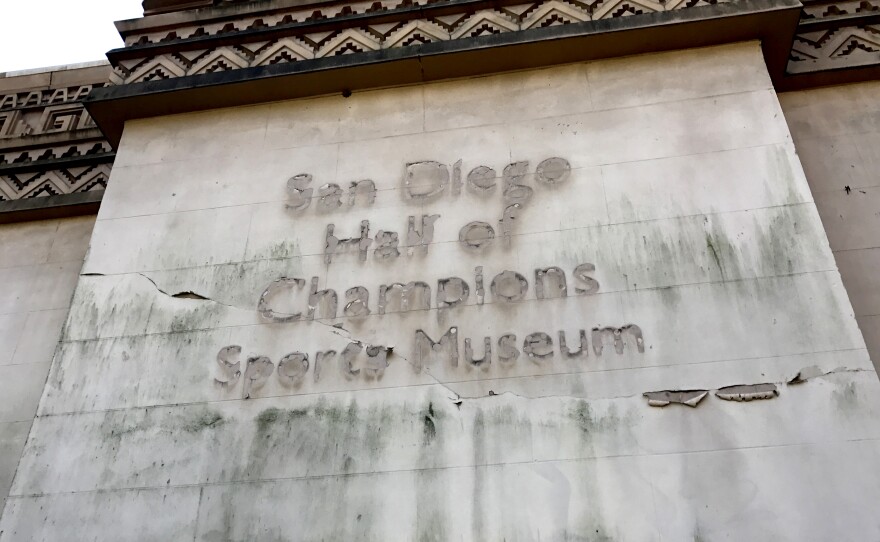 The old San Diego Hall of Champions building in Balboa Park. Since closing in June, the museum's outside signage has been removed, Oct. 18, 2017.