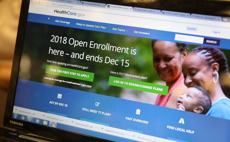 The homepage of the Affordable Care Act exchange on Nov. 1, 2017 in Miami. The open enrollment period to sign up for a health plan on HealthCare.gov runs through Dec. 15; several states with their own health care exchanges have later deadlines.