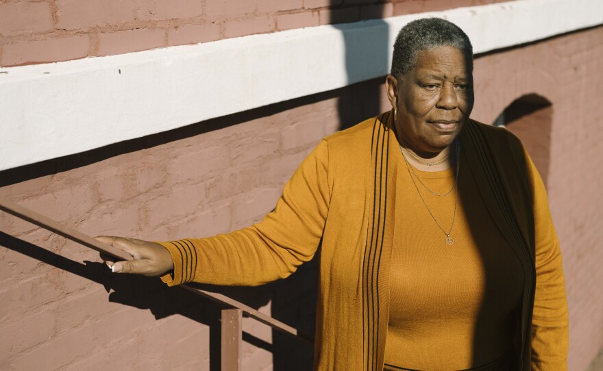 JoAnne Bland stands for a portrait at First Baptist church in Selma.