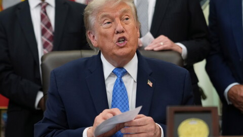 President Donald Trump speaks in the Oval Office of the White House, Friday, June 26, 2026, in Washington.