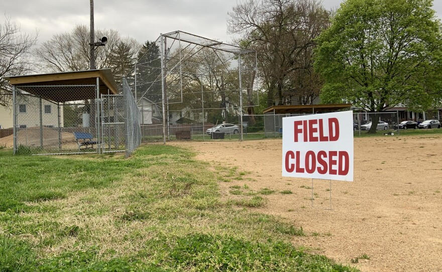 A baseball field in Glenside, Pa., remains closed amid the coronavirus pandemic.
