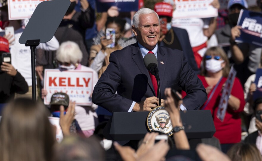 Vice President Mike Pence speaks during a rally Friday in Canton, Ga.