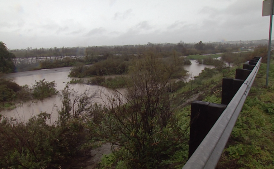 Rain-swollen Tijuana River was the conduit for a massive sewage spill that lasted two weeks, Feb. 27, 2017.
