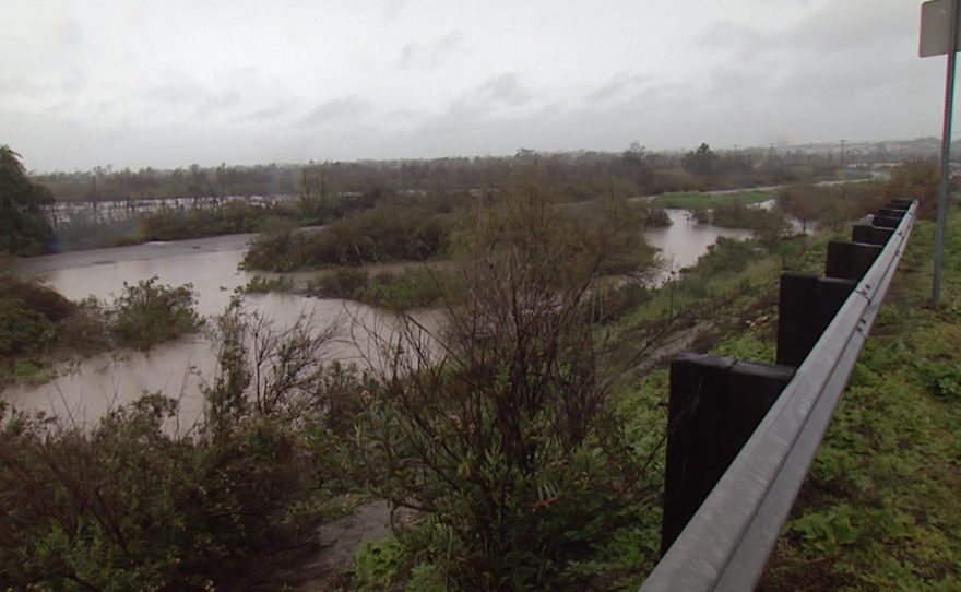 Rain-swollen Tijuana River was the conduit for a massive sewage spill that lasted two weeks, Feb. 27, 2017. 