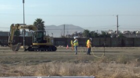 U.S. Customs and Border Protection prepares a construction site to build prototype samples of the proposed wall along the border between the United States and Mexico in San Diego, Sept. 26, 2017.