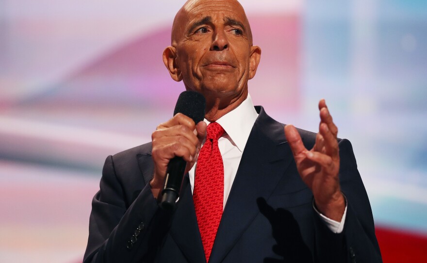 Thomas Barrack delivers a speech at the Republican National Convention in July 2016.