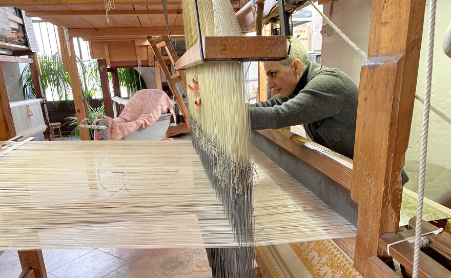 Marta Cucchia is a fourth-generation master weaver in the family business in Perugia in the Umbria region. The family's workshop is located in a 13th-century church.