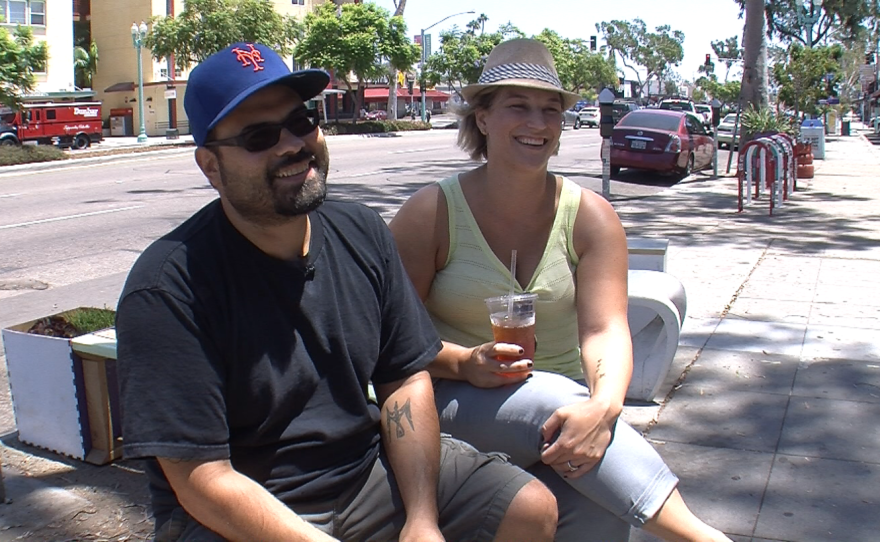 Javier Ortega and Krista Berry, owners of Spanglish Eats, are on El Cajon Boulevard talking about their business, July 16, 2015.