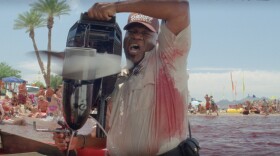 Ving Rhames goes medieval on those piranha... well okay not exactly.
