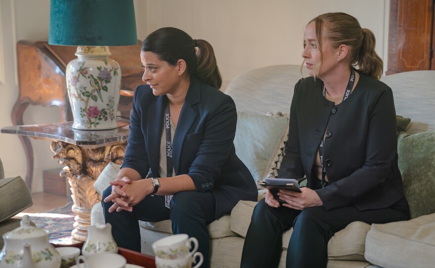 Shown L-R: DS Tanika Malik (Natalie Dew), DC Alice Hackett (Holli Dempsey) MASTERPIECE: THE MARLOW MURDER CLUB, Season 2 Episode 6.