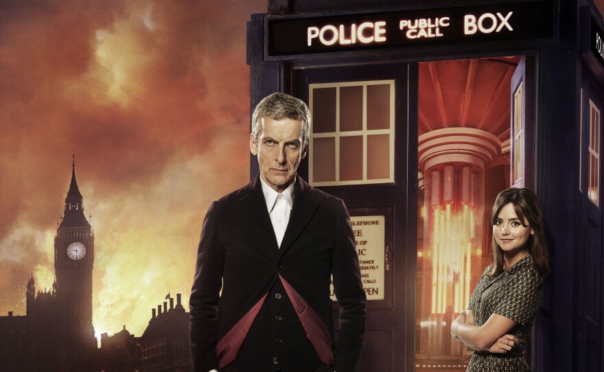 Peter Capaldi, left, and Jenna Coleman star as The Doctor and Clara Oswald on the BBC science fiction drama Doctor Who.