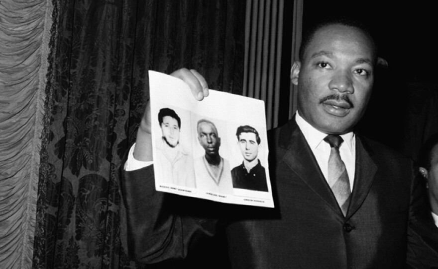 Martin Luther King, Jr. holding missing picture.