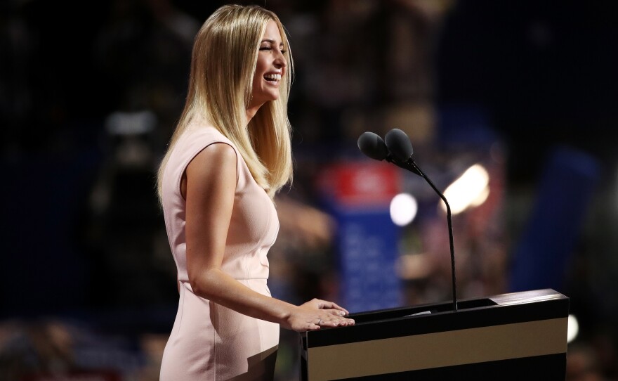 Ivanka Trump praised her father's business sense and his commitment to women and working mothers in her speech on Thursday evening.