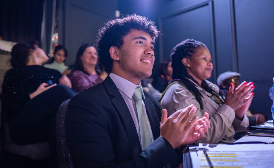 The judges at the annual junior magic contest applaud after a performance at the College of Magic in Cape Town, South Africa.