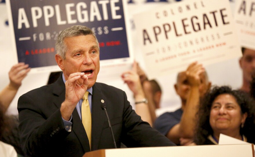 Retired Marine Col. Doug Applegate speaks to supporters at the Westin Gaslamp Hotel, Nov. 8, 2016.