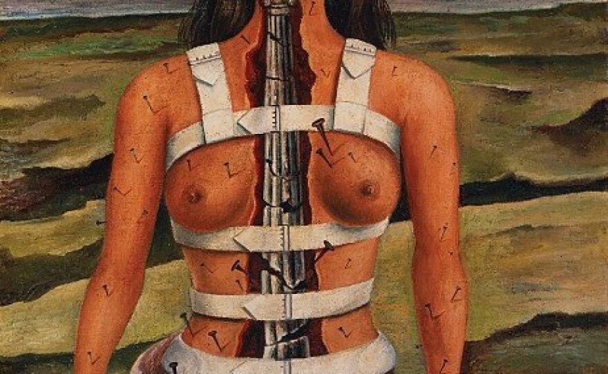 The original Kahlo self-portrait titled “The Broken Column." Kahlo painted it in 1944 shortly after undergoing spinal surgery. 