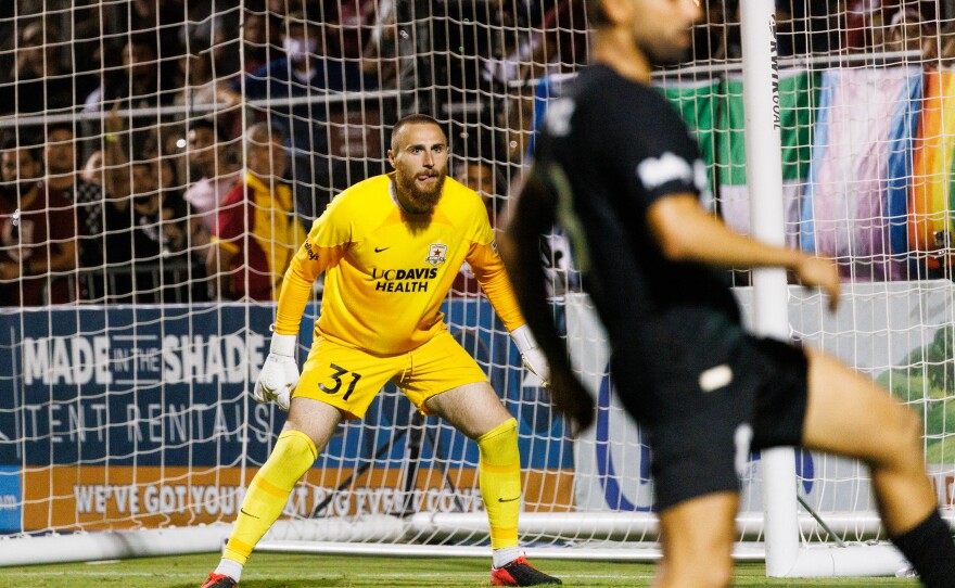 Sacramento Republic's Danny Vitiello blocked many shots during the U.S. Open semifinal game against Sporting Kansas City.