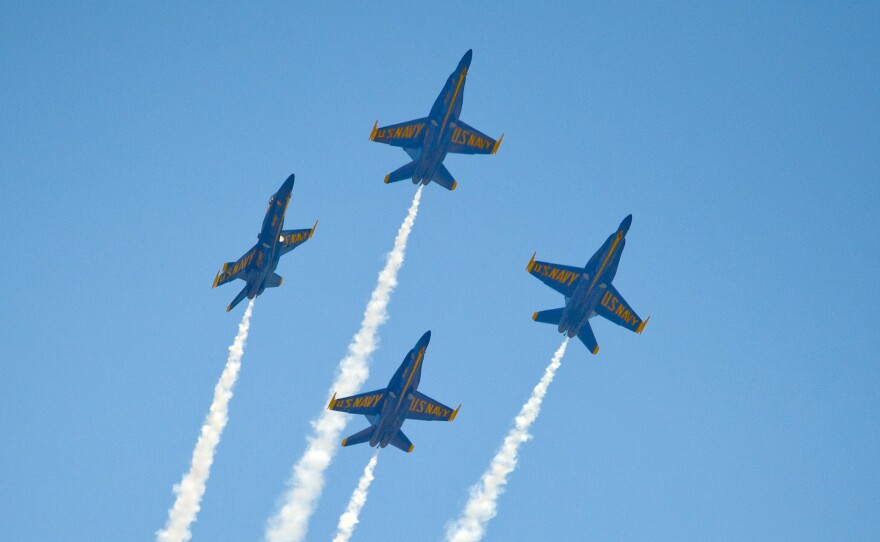The U.S. Navy's Blue Angels soar over the Florida Keys during a March 23 air show. The group has