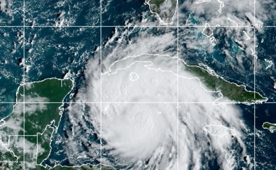 Tropical Storm Ian on Monday, September 26, 2022. The storm is expected to strengthen as it moves across the eastern Gulf of Mexico on Tuesday and Wednesday.