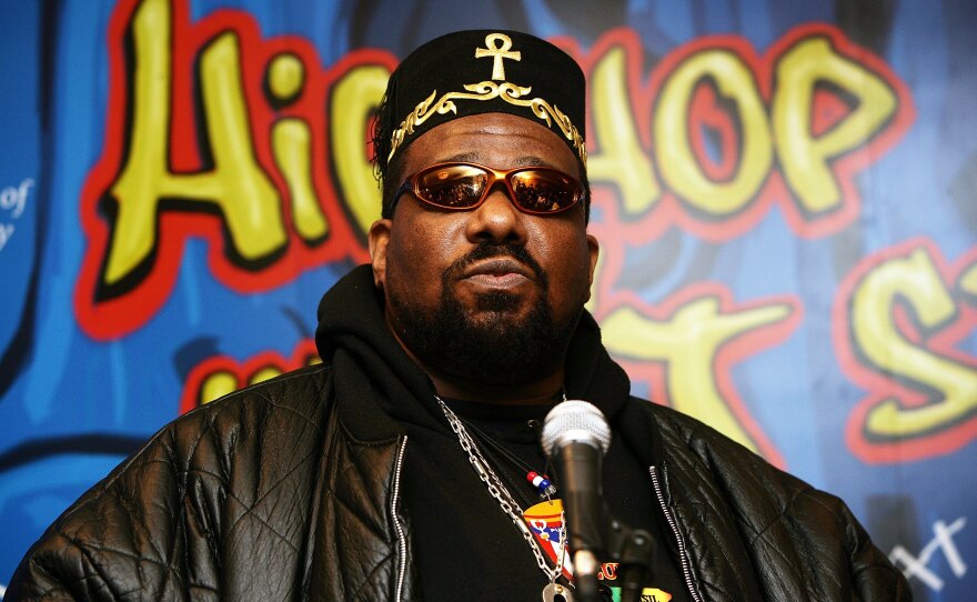 Hip-hop DJ pioneer Afrika Bambaataa, seen here in New York in 2006.