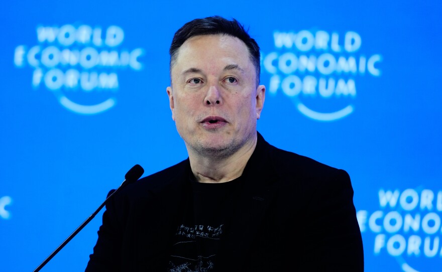 Elon Musk attends the annual meeting of the World Economic Forum in Davos, Switzerland, on Jan. 22.