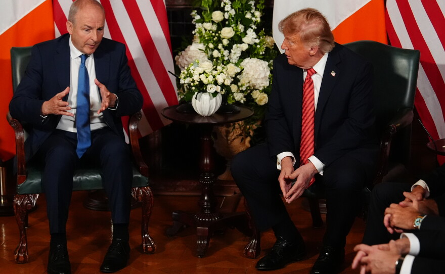 Ireland's Prime Minister Micheál Martin (left) and President Trump met Saturday at Farmleigh House in Dublin.