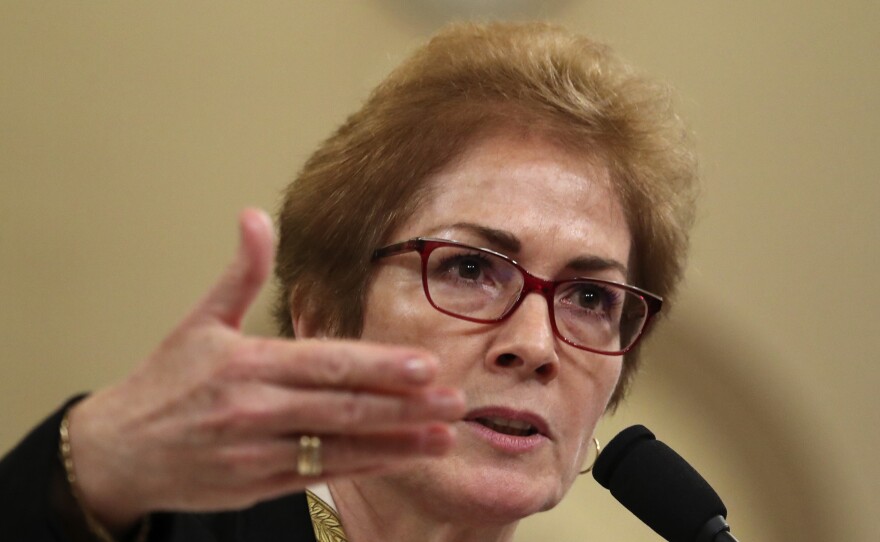 Former U.S. Ambassador to Ukraine Marie Yovanovitch testifies before the House Intelligence Committee on Capitol Hill in Washington in November.