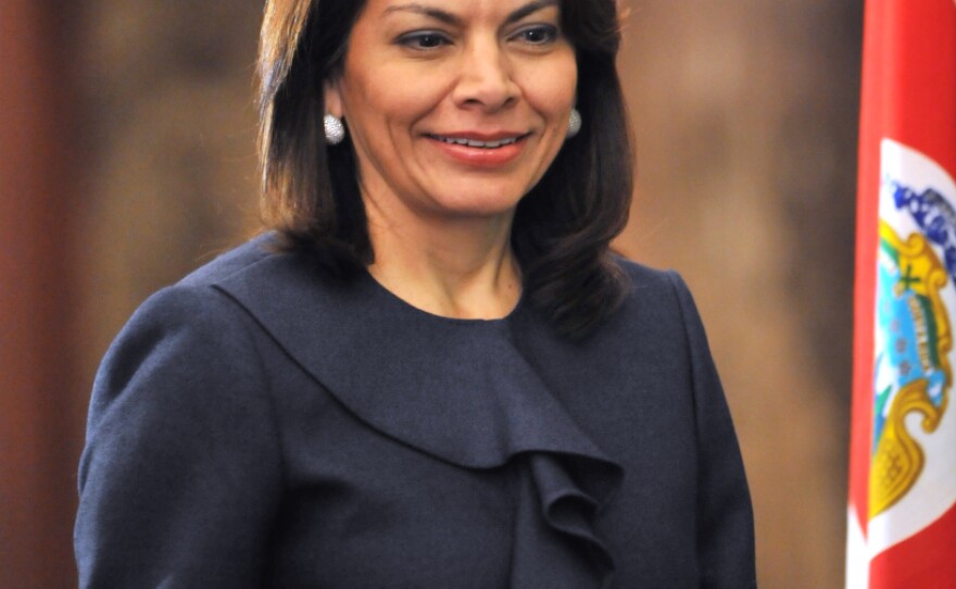Costa Rican President Laura Chinchilla, seen in Tokyo in December, says drug cartels are a greater threat to Costa Rica than the region's conflicts during the Cold War.