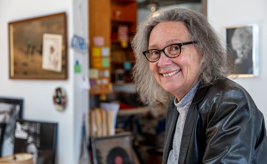 Artist Alexis Smith is shown in her studio in an undated photo.