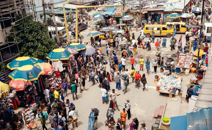 Vendors at Balogun Market are feeling the pinch of rising prices. Anjola Lawal, who specializes in eyelash extensions and nails, says "Not everyone can come to the market everyday like they used to." Her daily transport costs have gone from 600 naira (77 cents) to 1,500 naira ($1.92).