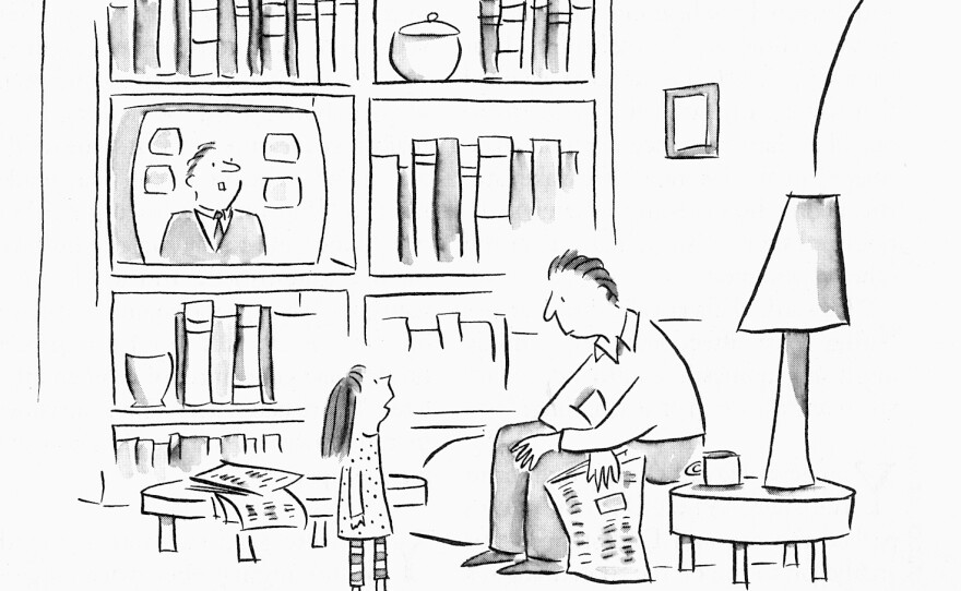 Donnelly was going to quit cartooning after 9/11, but then she came up with the idea for this cartoon and <em>The New Yorker</em> published it a month or two later. "It really helped me get back on track. I thought, 'OK, I do have a purpose here," she says. "I can bring that cartoon back out all the time at different points, and it still resonates for different things."