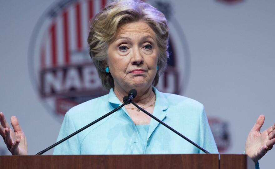Democratic presidential nominee Hillary Clinton speaks during the National Association of Black Journalists (NABJ) and National Association of Hispanic Journalists (NAHJ) joint convention in Washington, D.C., on Friday.