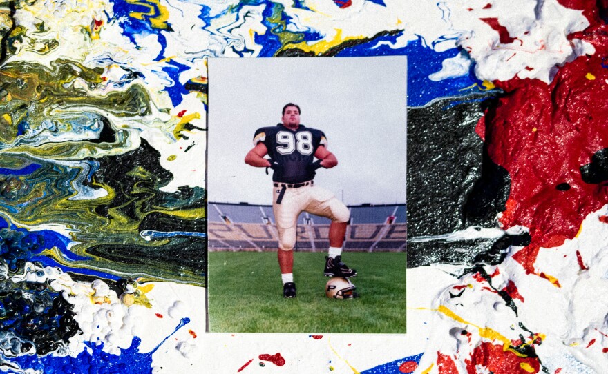 A photo of Leo Perez at Purdue University's football stadium in 1995. He played as a four-year starting defensive tackle at Purdue.