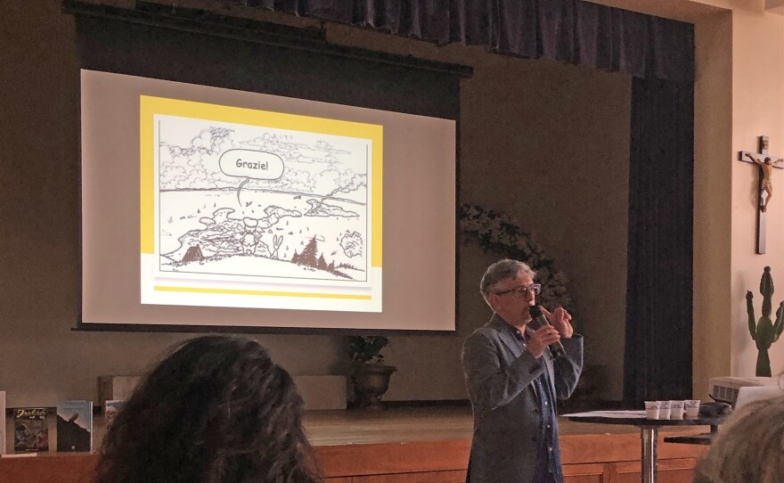 Antonio Iannotta giving the presentation "Comics and the Italian Language." March 29, 2025