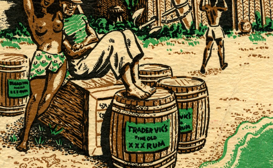 A menu for Trader Vic's from 1939. The lounge claims credit for having invented the well-known island-themed drink Mai Tai.