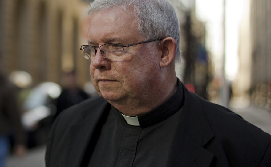 Monsignor William Lynn leaves the Criminal Justice Center in Philadelphia in March.