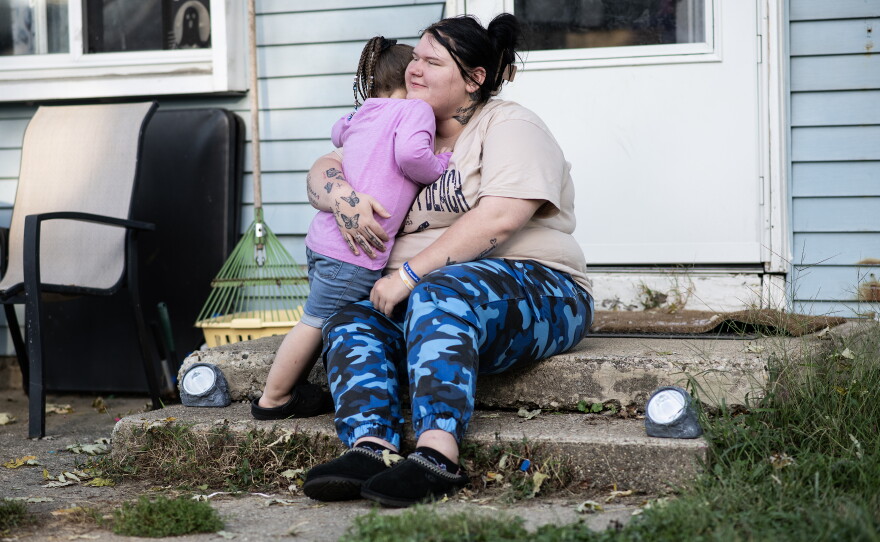 During the month without food assistance, Lewis says she has been able to get by with help from her mother.