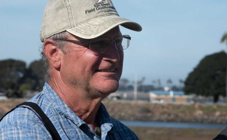 Paul Lehman, one of the best-known birders in the country, takes a break from birding at Robb Field in Ocean Beach on Dec. 18, 2025.