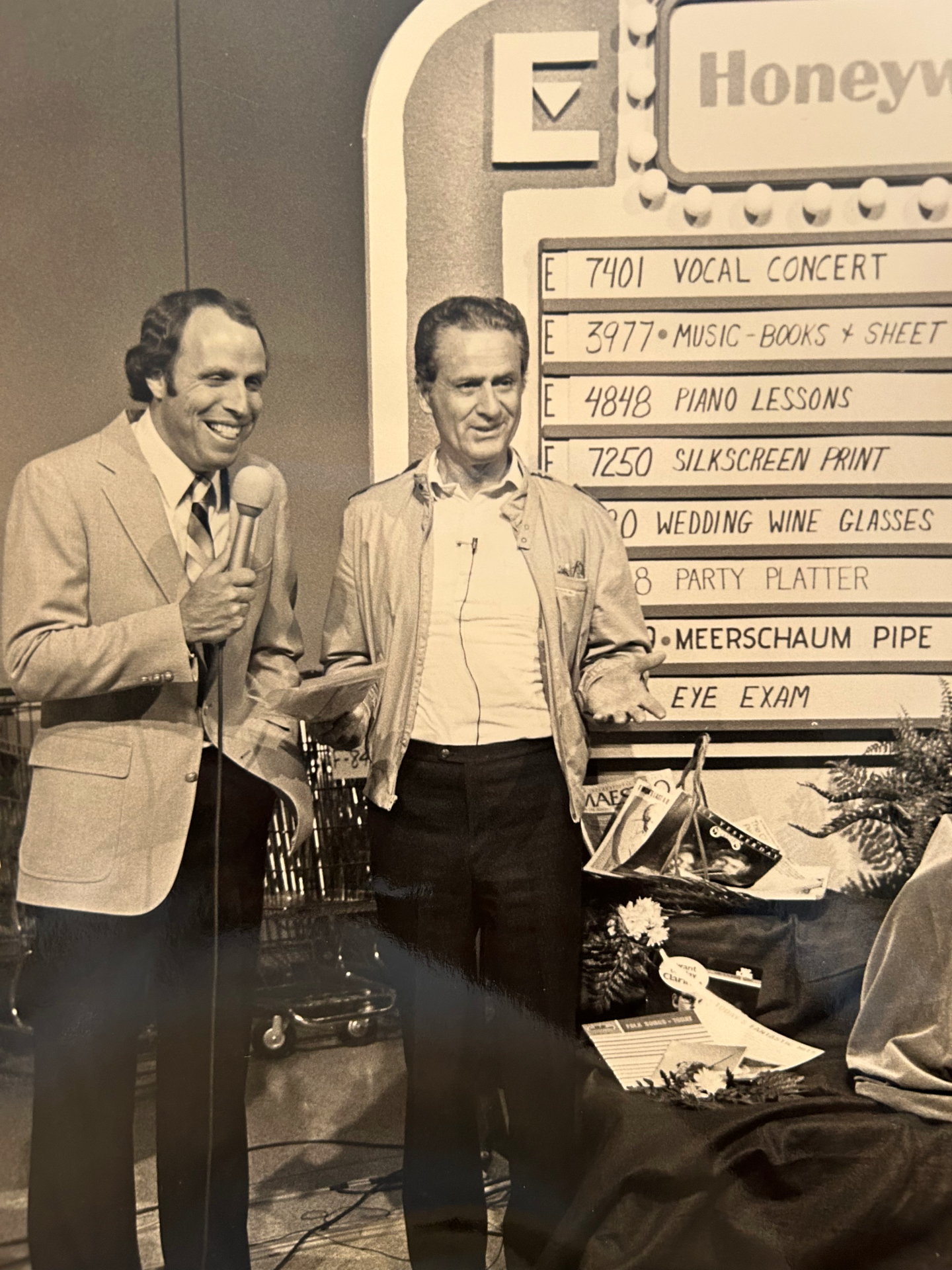 Ken Kramer and Jerry Coleman, longtime Padres announcer and father of Chelsea Coleman, at a KPBS TV auction.