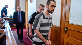 FILE - Hadi Matar walks in to the Chautauqua County court in Mayville, N.Y., May, 16, 2025.