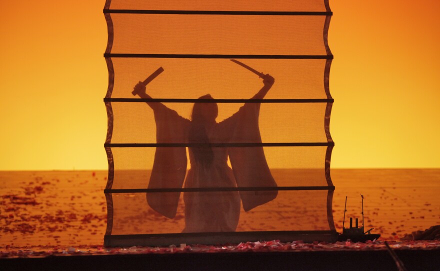 An opera performer is shown in an undated photo on stage in a previous production of Puccini's "Madama Butterfly." San Diego Opera's production will run April 26-28, 2024. 