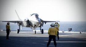 A F-35B prepares for launch off the deck of the JS Kaga on Nov. 6, 2024.