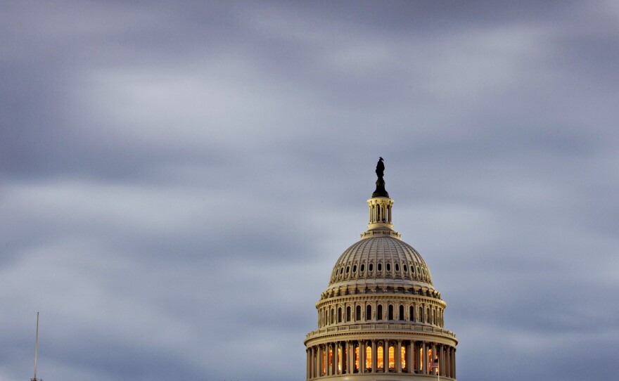 The skies over the U.S. Capitol on Monday matched the mood as the partial government shutdown drags on and the nation edges closer to a possible default.
