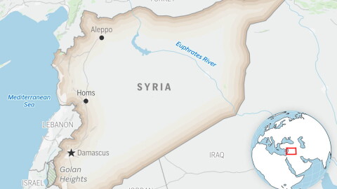 This is a locator map for Syria with its capital, Damascus.