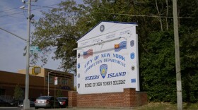Rikers entry sign, City of New York Correction Department "Home of New York's Boldest."