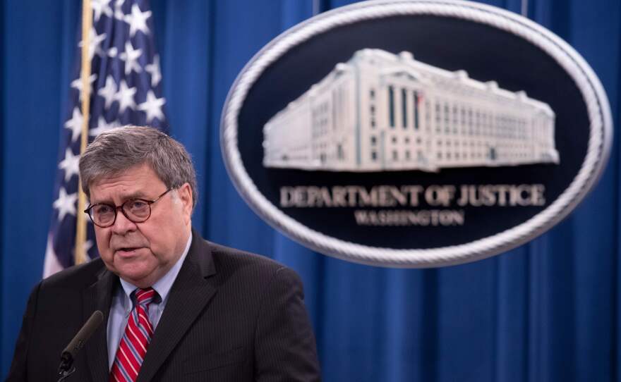 U.S. Attorney General William Barr provides an update on the investigation into the terrorist bombing of Pan Am Flight 103 on Monday — the 32nd anniversary of the attack.