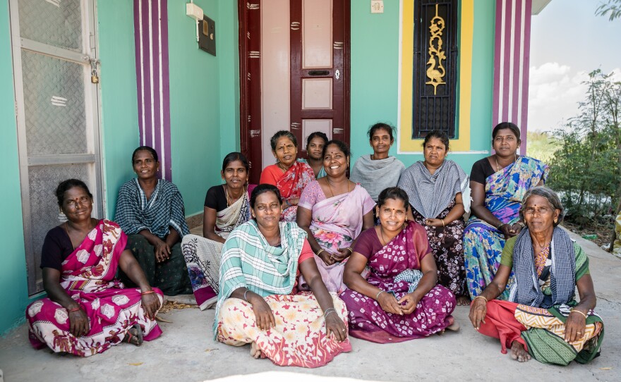 Members of Thendral Magalir Kullu, one of the hundreds of self-help groups for women chile farmers. They pool some of their profits and lend money to those who need help to buy seeds and equipment.