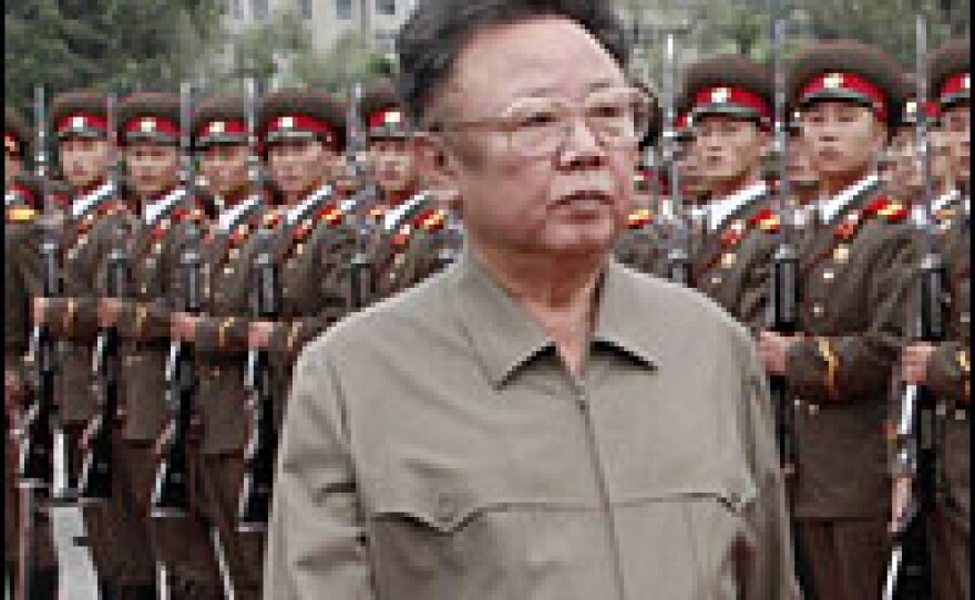 North Korean leader Kim Jong Il reviews the honor guard during a welcoming ceremony in Pyongyang, North Korea, on Oct. 2, 2007.